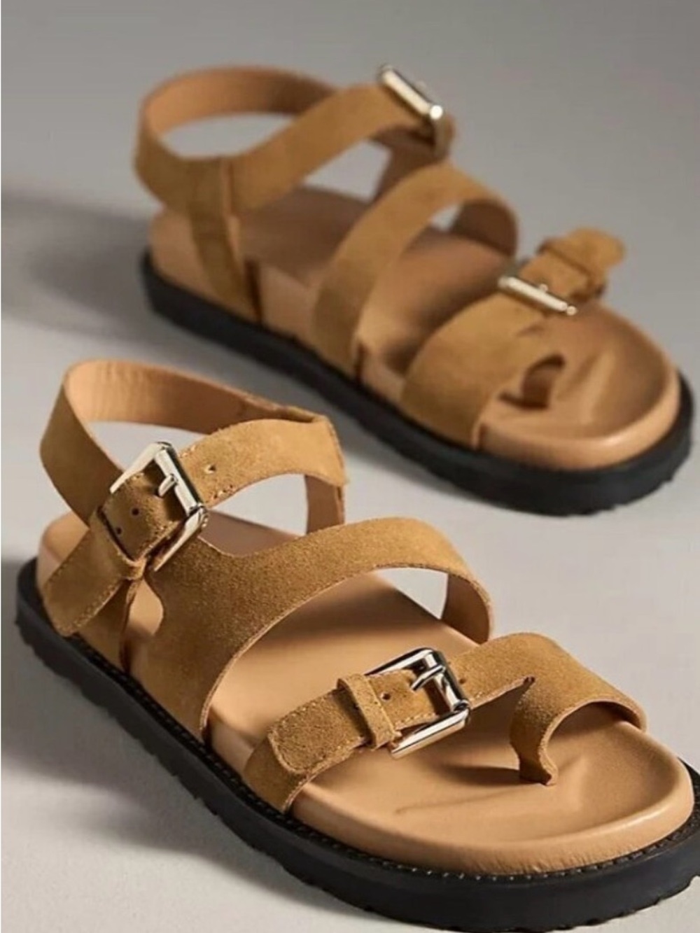 Anthropologie Suede Buckle Sandals NWT — Size 10